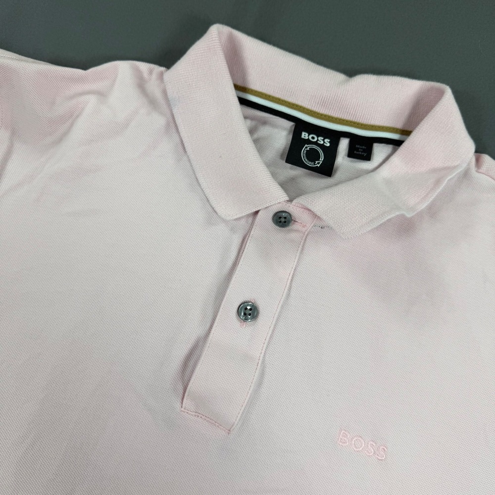 Hugo Boss Mens Pink Short Sleeve Pique Polo Shirt Size M Responsible Collection
